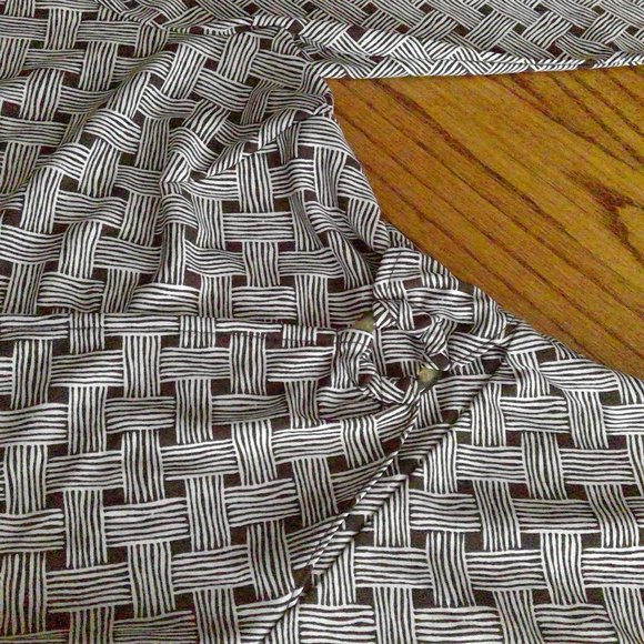 Plus Size Ann Taylor Loft Faux Wrap Black and White Weave Pattern Dress Size 14 - Picture 7 of 15